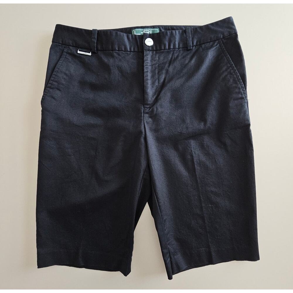 L-RL Ralph Lauren Active Women's Stretch Black Cotton Classic Bermuda Shorts 4